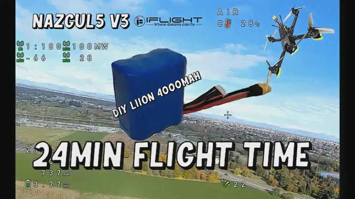 Nazgul5 V3 + DIY 6s 4000mAh 21700 Molicel Li-ion Battery: FLIGHT TIME TEST