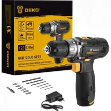 DEKO Аккумуляторная дрель-шуруповерт GCD12DU3 SET2 FU-Li-Ion + оснастка 13 шт, 12В, 1x1.5Ач,
