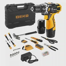 DEKO DKCD12FU-Li-Ion аккумуляторная дрель-шуруповерт с набором инструмента, 104 предмета 063-4117