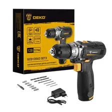 Аккумуляторная дрель-шуруповерт DEKO GCD12DU3 SET2 (063-4146) Li-Ion 1.5 А·ч 12 В x1 коробка